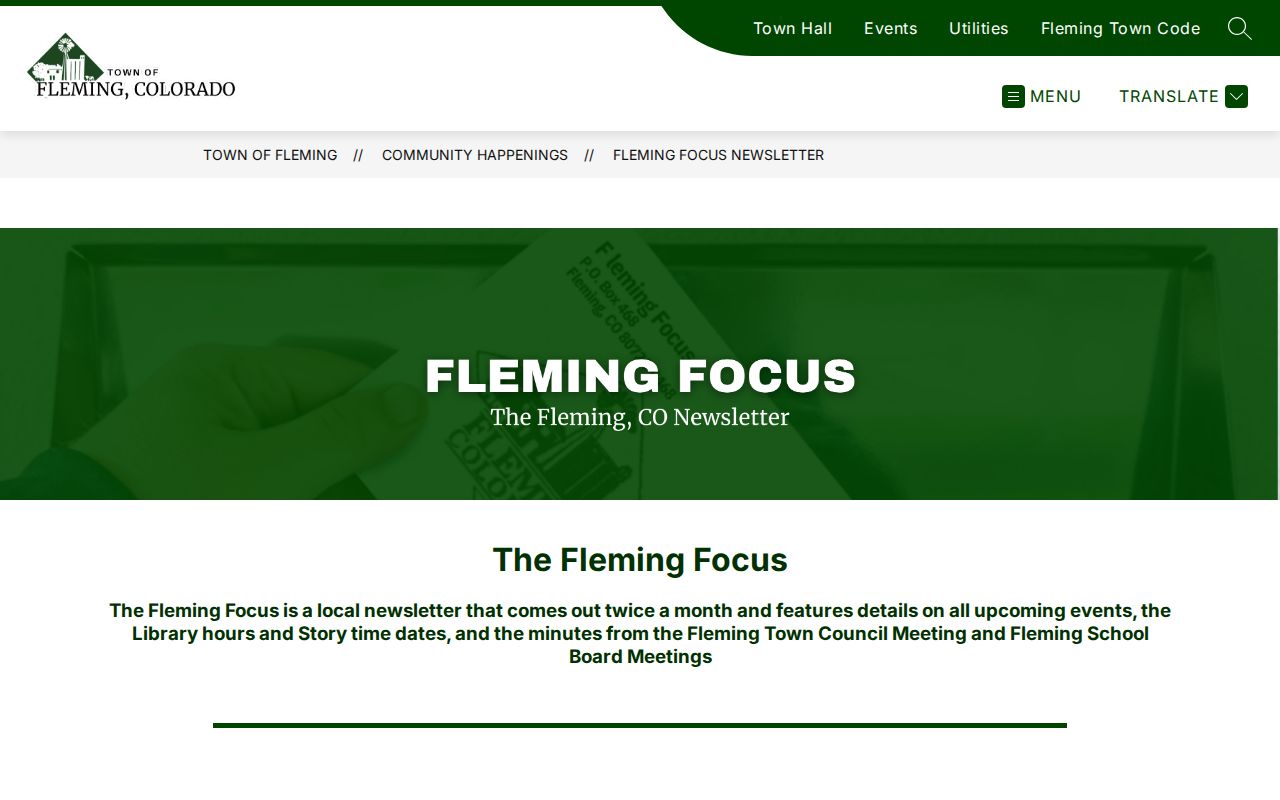 Fleming Focus newsletter local information without Logan County booking records