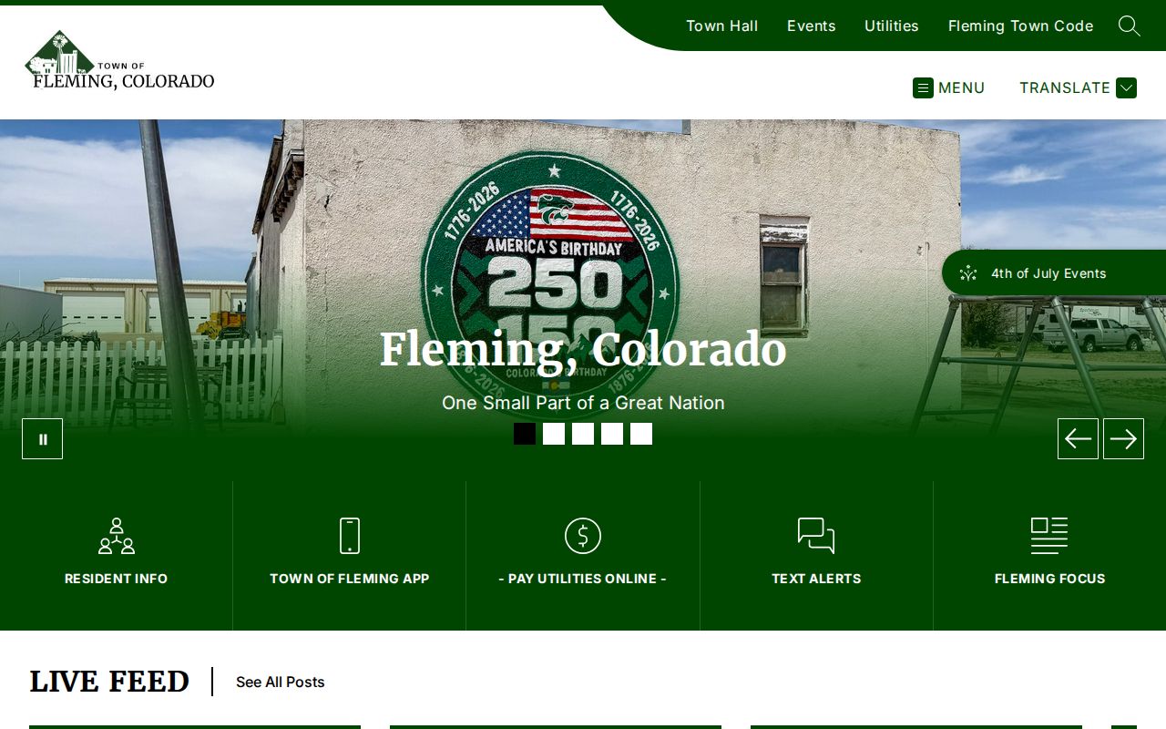 Town of Fleming municipal information page distinct from Logan County arrest records