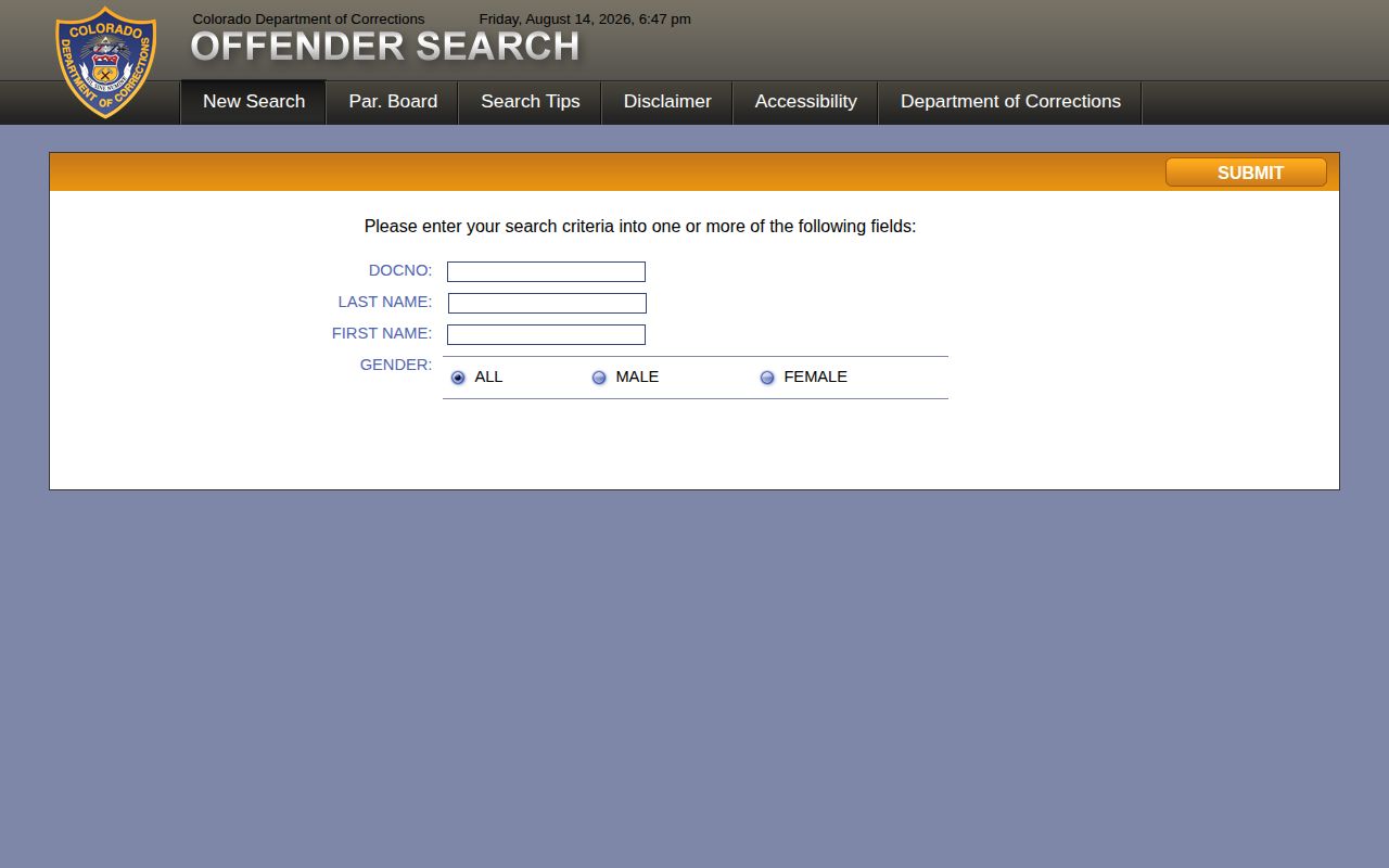 Colorado DOC search for Logan County state prisoner records and photos