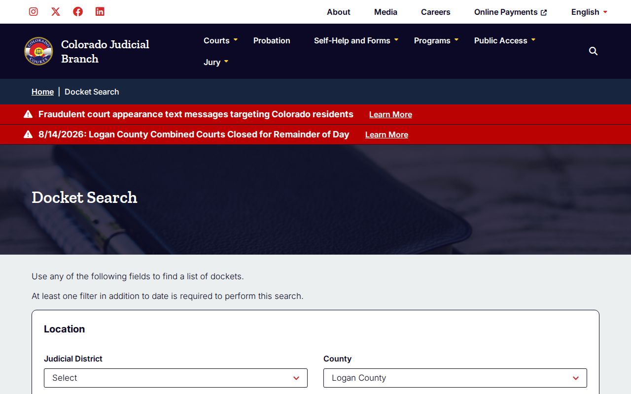 Logan County arrest case docket and court record search