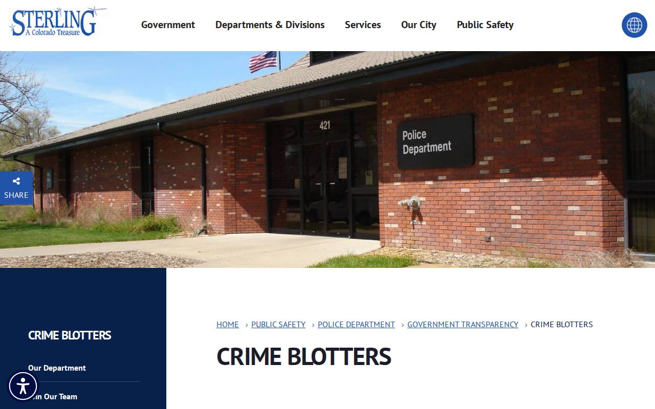 Sterling Police Department arrest blotter records in Logan County