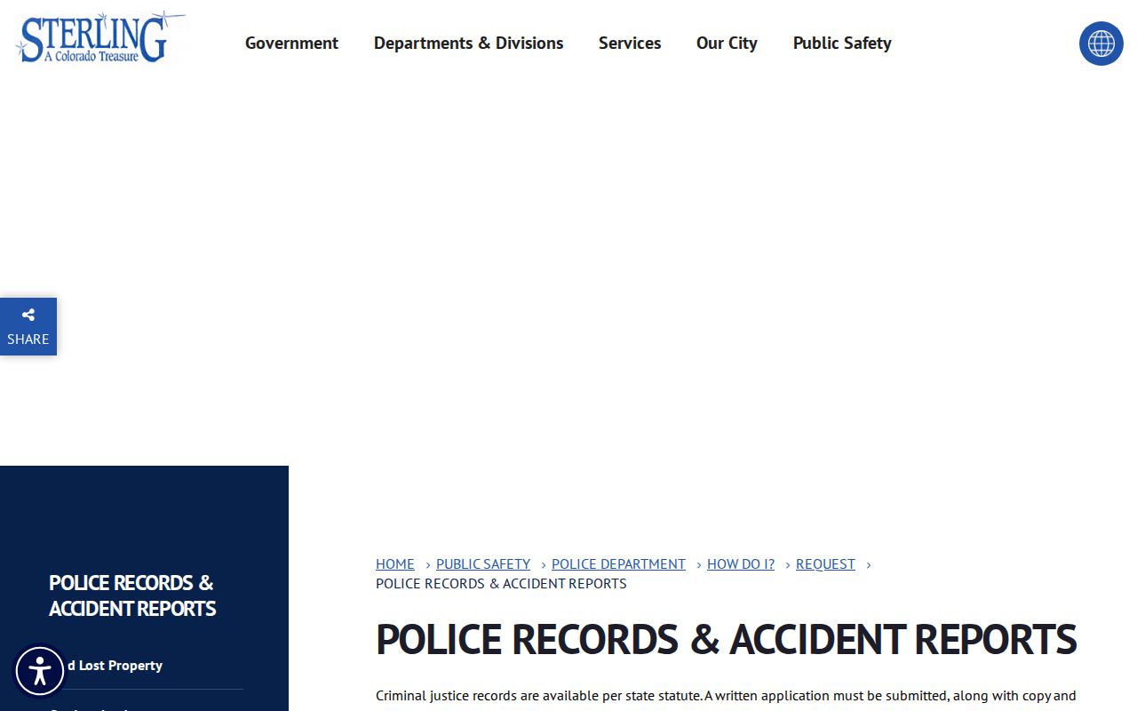 Sterling Police arrest records request instructions in Logan County
